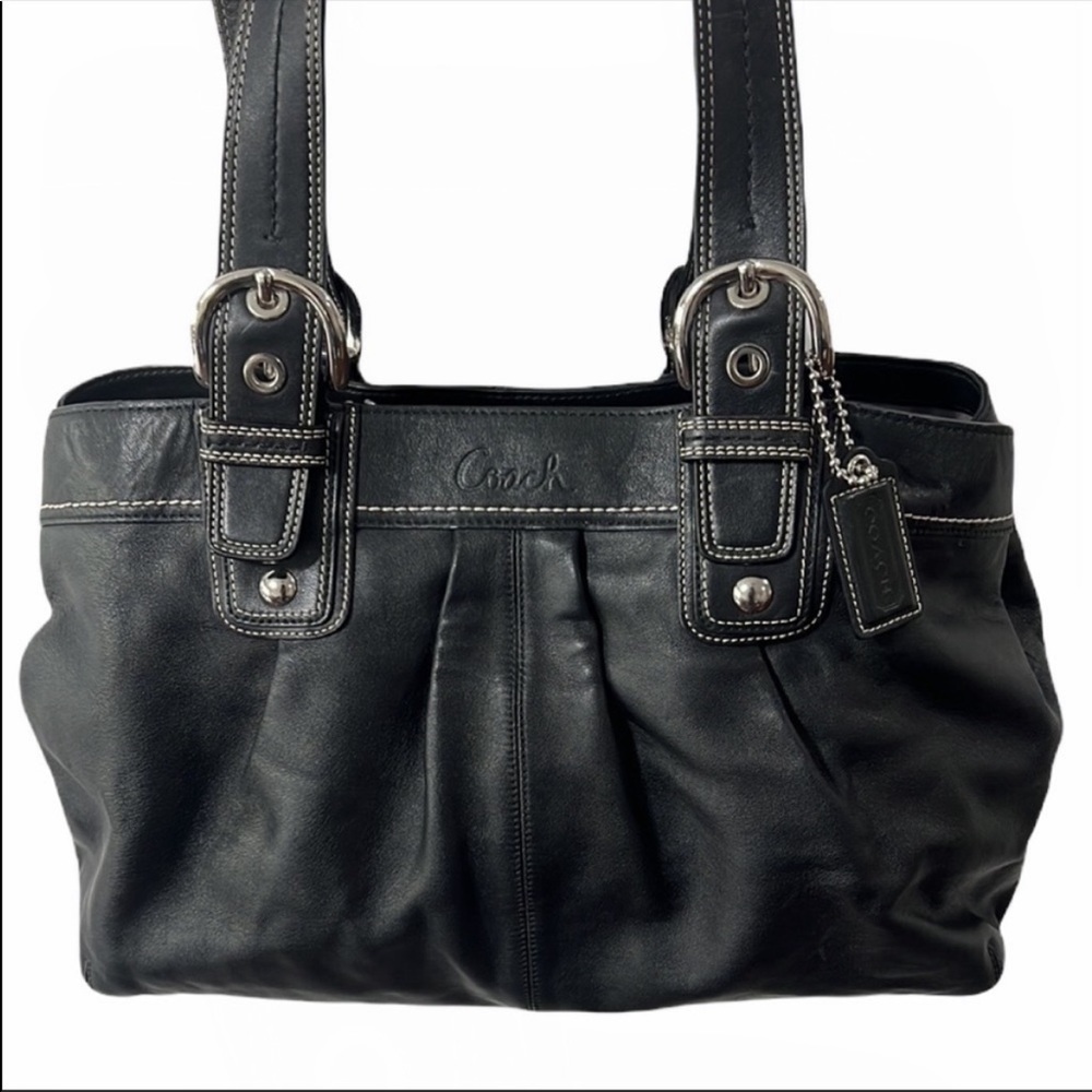 Coach F13733 Soho Black Pleated Leather Tote - Picture 2 of 10